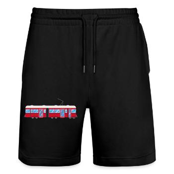 Tram, Straßenbahn, Zug, Eisenbahn - Stanley/Stella Unisex Bio Joggingshorts Trainer  - Schwarz - Vorne - Nik (191cm) & Marisol (170cm)