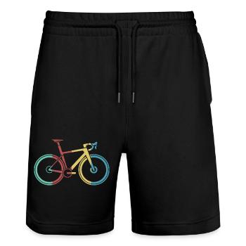 retro bike road bike love vintage tour stage - Stanley/Stella Trainer Unisex Organic Jogging Shorts - black - Front - Nik (191cm) & Marisol (170cm)