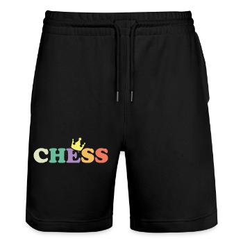 retro vintage chess classic symbol chess crown - Stanley/Stella Trainer Unisex Organic Jogging Shorts - black - Front - Nik (191cm) & Marisol (170cm)