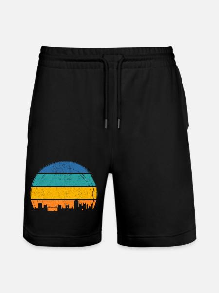 Sunset Skyline Stripes - Stanley/Stella Trainer Unisex Organic Jogging Shorts - black