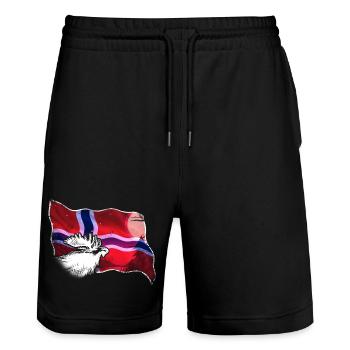 Norwegen - Stanley/Stella Unisex Bio Joggingshorts Trainer  - Schwarz - Vorne - Nik (191cm) & Marisol (170cm)