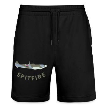 Spitfire fighter plane - Stanley/Stella Trainer Unisex Organic Jogging Shorts - black - Front - Nik (191cm) & Marisol (170cm)