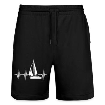 sailing sailor segelboot boot Herzschlag puls ekg - Stanley/Stella Unisex Bio Joggingshorts Trainer  - Schwarz - Vorne - Nik (191cm) & Marisol (170cm)