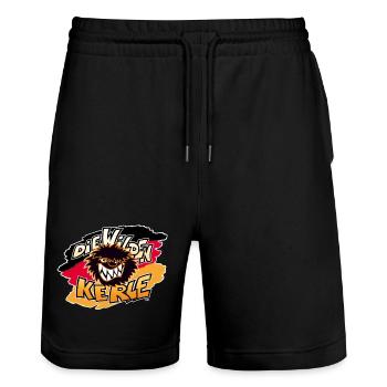 Die Wilden Kerle Logo Deutschlandfahne - Stanley/Stella Unisex Bio Joggingshorts Trainer  - Schwarz - Vorne - Nik (191cm) & Marisol (170cm)