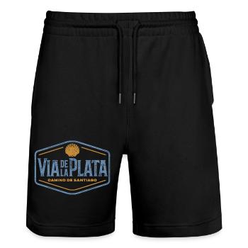 Via de la Plata Pilgrims' Stamp | Santiago - Stanley/Stella Trainer Unisex Organic Jogging Shorts - black - Front - Nik (191cm) & Marisol (170cm)