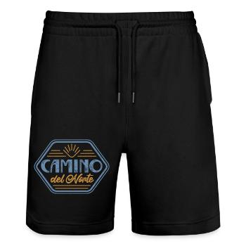 Camino del Norte Pilgrim's Stamp | Santiago - Stanley/Stella Trainer Unisex Organic Jogging Shorts - black - Front - Nik (191cm) & Marisol (170cm)