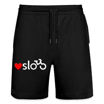 Autocollant Oslo Bicycle Love (blanc) - Short de jogging bio TRAINER Stanley/Stella unisexe - noir - Devant - Nik (191cm) & Marisol (170cm)