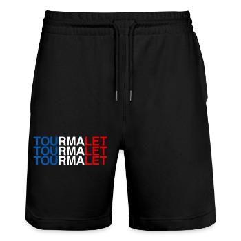 TOURMALET France French Flag - Stanley/Stella Trainer Unisex Organic Jogging Shorts - black - Front - Nik (191cm) & Marisol (170cm)