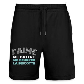 J'aime me battre - Short de jogging bio TRAINER Stanley/Stella unisexe - noir - Devant - Nik (191cm) & Marisol (170cm)
