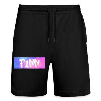 Finn: Neon-Graffiti Galaxie - Stanley/Stella Unisex Bio Joggingshorts Trainer  - Schwarz - Vorne - Nik (191cm) & Marisol (170cm)
