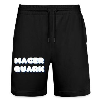 Magerquark Protein Bodybuilding Gym Lifestyle - Stanley/Stella Unisex Bio Joggingshorts Trainer  - Schwarz - Vorne - Nik (191cm) & Marisol (170cm)
