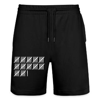 61 Geburtstag Strichliste - 61 Jahre alt - Stanley/Stella Unisex Bio Joggingshorts Trainer  - Schwarz - Vorne - Nik (191cm) & Marisol (170cm)