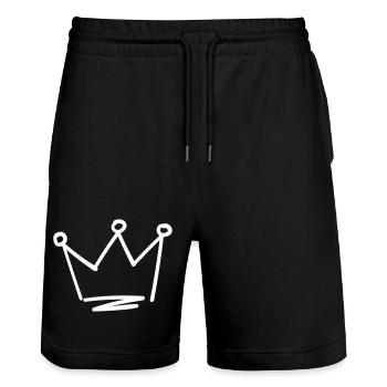 Symbol Crown Icon - Stanley/Stella Trainer Unisex Organic Jogging Shorts - black - Front - Nik (191cm) & Marisol (170cm)