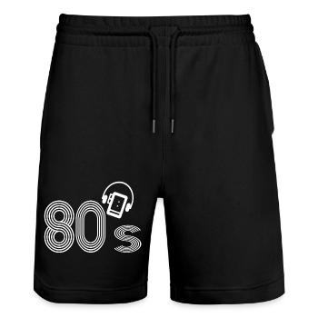 Die 80er Jahre - Stanley/Stella Unisex Bio Joggingshorts Trainer  - Schwarz - Vorne - Nik (191cm) & Marisol (170cm)
