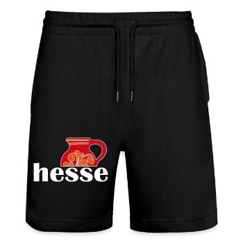 Ebbelwoi, Apfelwein, Hessisch - Stanley/Stella Unisex Bio Joggingshorts Trainer  - Schwarz - Vorne - Nik (191cm) & Marisol (170cm)