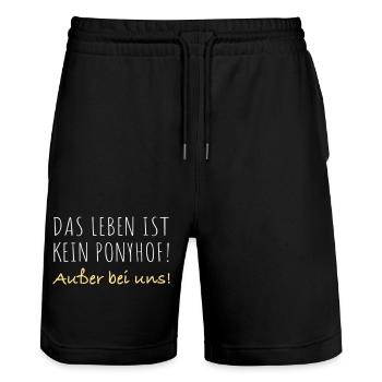Das leben ist kein Ponyhof - Stanley/Stella Unisex Bio Joggingshorts Trainer  - Schwarz - Vorne - Nik (191cm) & Marisol (170cm)