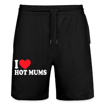 I Heart Hot Mums - Stanley/Stella Trainer Unisex Organic Jogging Shorts - black - Front - Nik (191cm) & Marisol (170cm)