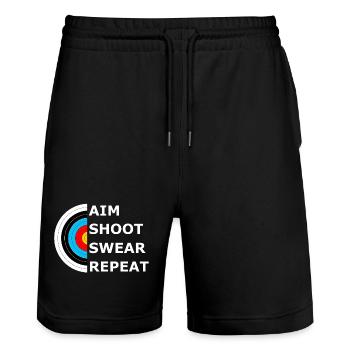 Aim Shoot Swear Repeat - Archery Target - Stanley/Stella Unisex Bio Joggingshorts Trainer  - Schwarz - Vorne - Nik (191cm) & Marisol (170cm)