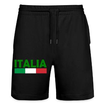 Italien - Stanley/Stella Unisex Bio Joggingshorts Trainer  - Schwarz - Vorne - Nik (191cm) & Marisol (170cm)