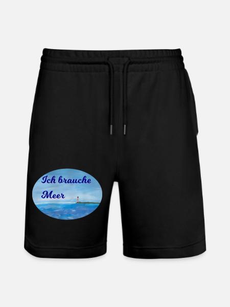 Meer Spruch - Stanley/Stella Unisex Bio Joggingshorts Trainer  - Schwarz