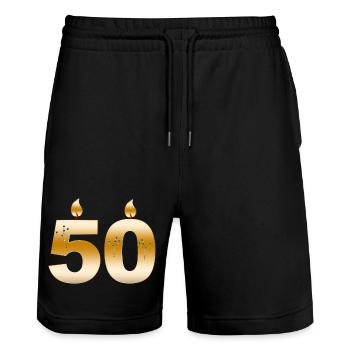 Golden50 Bougies d’anniversaire Design - Short de jogging bio TRAINER Stanley/Stella unisexe - noir - Devant - Nik (191cm) & Marisol (170cm)