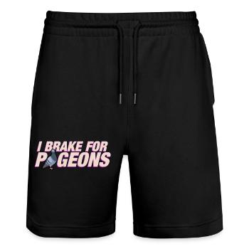 Je freine pour les pigeons - Short de jogging bio TRAINER Stanley/Stella unisexe - noir - Devant - Nik (191cm) & Marisol (170cm)