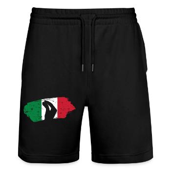 Silhouette main avec fond de drapeau italien - Short de jogging bio TRAINER Stanley/Stella unisexe - noir - Devant - Nik (191cm) & Marisol (170cm)