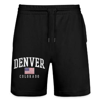 Arche du drapeau ancien de Denver, Colorado - Short de jogging bio TRAINER Stanley/Stella unisexe - noir - Devant - Nik (191cm) & Marisol (170cm)