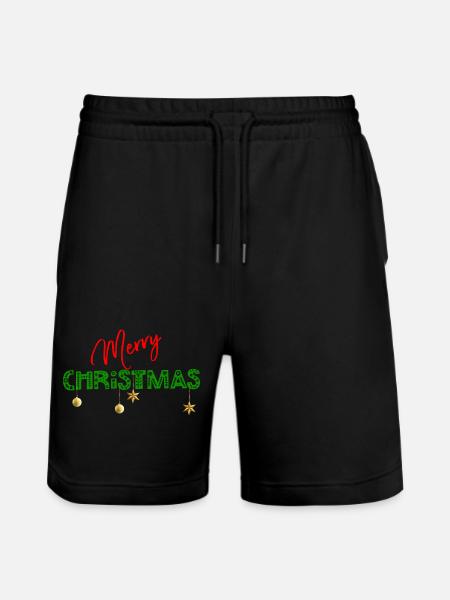 Joyeux Noël : Lettres vertes texturées - Short de jogging bio TRAINER Stanley/Stella unisexe - noir