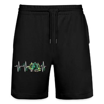 Forest Heartbeat Trees Symbol Pulse ECG icon Graphic - Stanley/Stella Trainer Unisex Organic Jogging Shorts - black - Front - Nik (191cm) & Marisol (170cm)