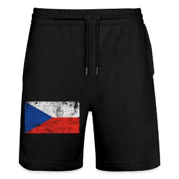 Drapeau Tchéquie Drapeau Grunge Retro Vintage - Short de jogging bio TRAINER Stanley/Stella unisexe - noir - Devant - Nik (191cm) & Marisol (170cm)