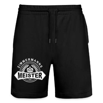 Zimmermanns Meister Lorbeerkranz mit Zunftzeichen - Stanley/Stella Unisex Bio Joggingshorts Trainer  - Schwarz - Vorne - Nik (191cm) & Marisol (170cm)
