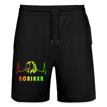 Noriker Horse Heartbeat Conception - Short de jogging bio TRAINER Stanley/Stella unisexe - noir - Devant - Nik (191cm) & Marisol (170cm)