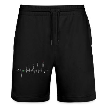 Neon-Herzschlag mit N - Stanley/Stella Unisex Bio Joggingshorts Trainer  - Schwarz - Vorne - Nik (191cm) & Marisol (170cm)