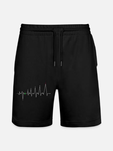 Neon Heartbeat with N - Stanley/Stella Trainer Unisex Organic Jogging Shorts - black