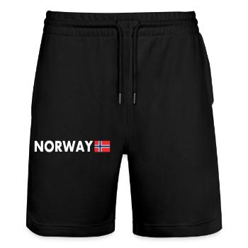 Norway flag - Stanley/Stella Trainer Unisex Organic Jogging Shorts - black - Front - Nik (191cm) & Marisol (170cm)