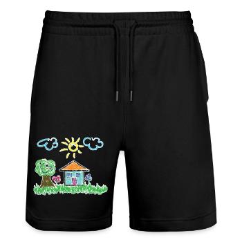 Zeichnung Kids Sonne - Stanley/Stella Unisex Bio Joggingshorts Trainer  - Schwarz - Vorne - Nik (191cm) & Marisol (170cm)