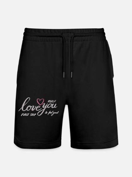 Love Yourself Heart Motif - Stanley/Stella Trainer Unisex Organic Jogging Shorts - black
