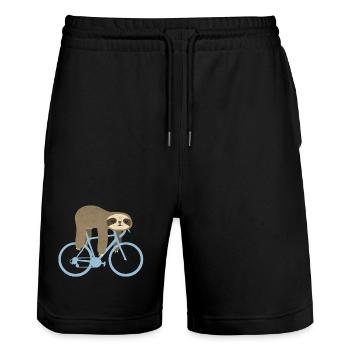 Sloth Bike - Stanley/Stella Trainer Unisex Organic Jogging Shorts - black - Front - Nik (191cm) & Marisol (170cm)