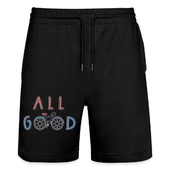 Biker Fahrrad Biker Statement - Stanley/Stella Unisex Bio Joggingshorts Trainer  - Schwarz - Vorne - Nik (191cm) & Marisol (170cm)