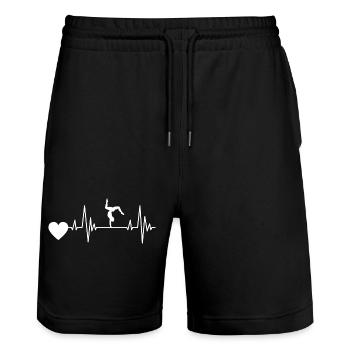 Gymnastik Puls Sportlehrer Bodenturnen EKG Turner - Stanley/Stella Unisex Bio Joggingshorts Trainer  - Schwarz - Vorne - Nik (191cm) & Marisol (170cm)