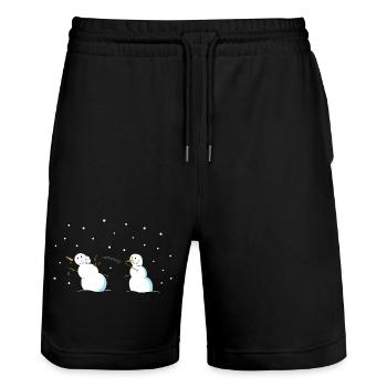 Snowball fight - Stanley/Stella Trainer Unisex Organic Jogging Shorts - black - Front - Nik (191cm) & Marisol (170cm)