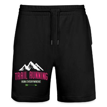 Trail Running – Run Everywhere - Stanley/Stella Trainer Unisex Organic Jogging Shorts - black - Front - Nik (191cm) & Marisol (170cm)