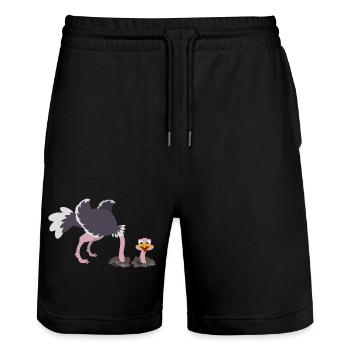 Vogel Strauß steckt den Kopf durch den Sand - Stanley/Stella Unisex Bio Joggingshorts Trainer  - Schwarz - Vorne - Nik (191cm) & Marisol (170cm)