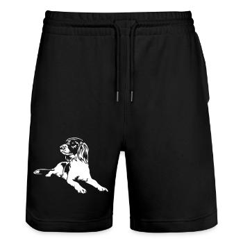 Münsterländer "Black Edition" - Stanley/Stella Unisex Bio Joggingshorts Trainer  - Schwarz - Vorne - Nik (191cm) & Marisol (170cm)