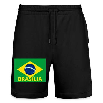 Brasília Stadt in brasilianischer Flagge - Stanley/Stella Unisex Bio Joggingshorts Trainer  - Schwarz - Vorne - Nik (191cm) & Marisol (170cm)