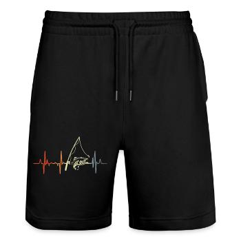 Vintage Angler Herzschlag - Stanley/Stella Unisex Bio Joggingshorts Trainer  - Schwarz - Vorne - Nik (191cm) & Marisol (170cm)