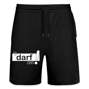ig darf das! - Stanley/Stella Unisex Bio Joggingshorts Trainer  - Schwarz - Vorne - Nik (191cm) & Marisol (170cm)