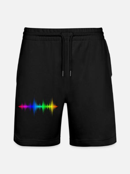 Rainbow Sound Waves - Stanley/Stella Trainer Unisex Organic Jogging Shorts - black