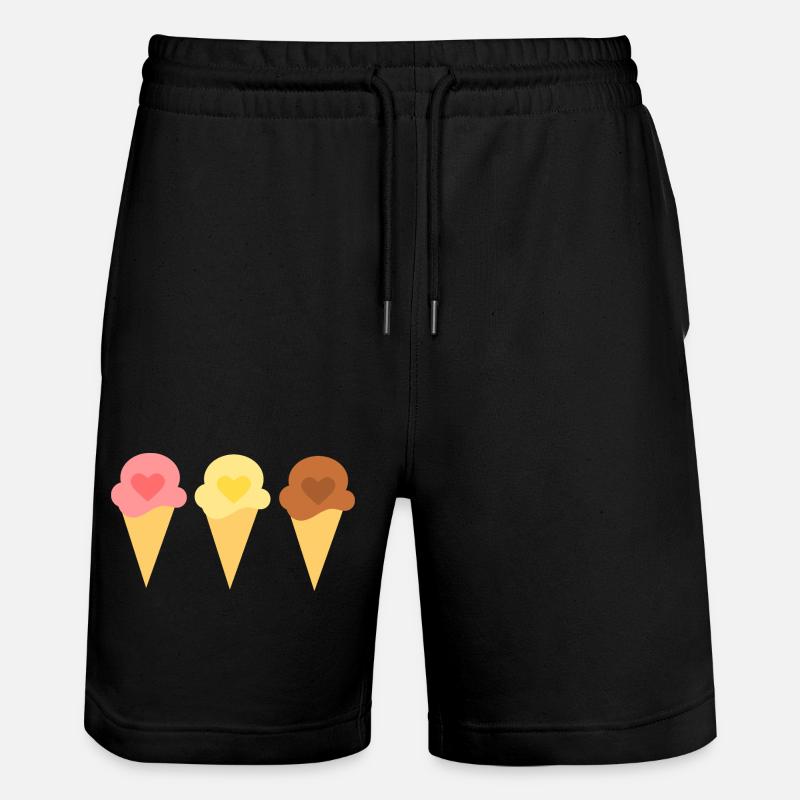 Eis Herz Eiscreme Erdbeereis Eisdiele Geschenk - Stanley/Stella Unisex Bio Joggingshorts Trainer  - Schwarz